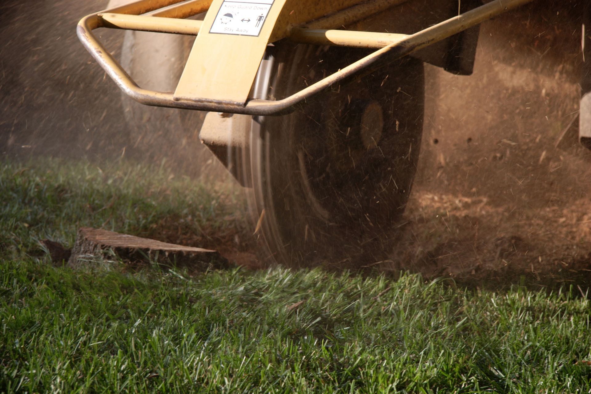 Stump grinding equipment at work